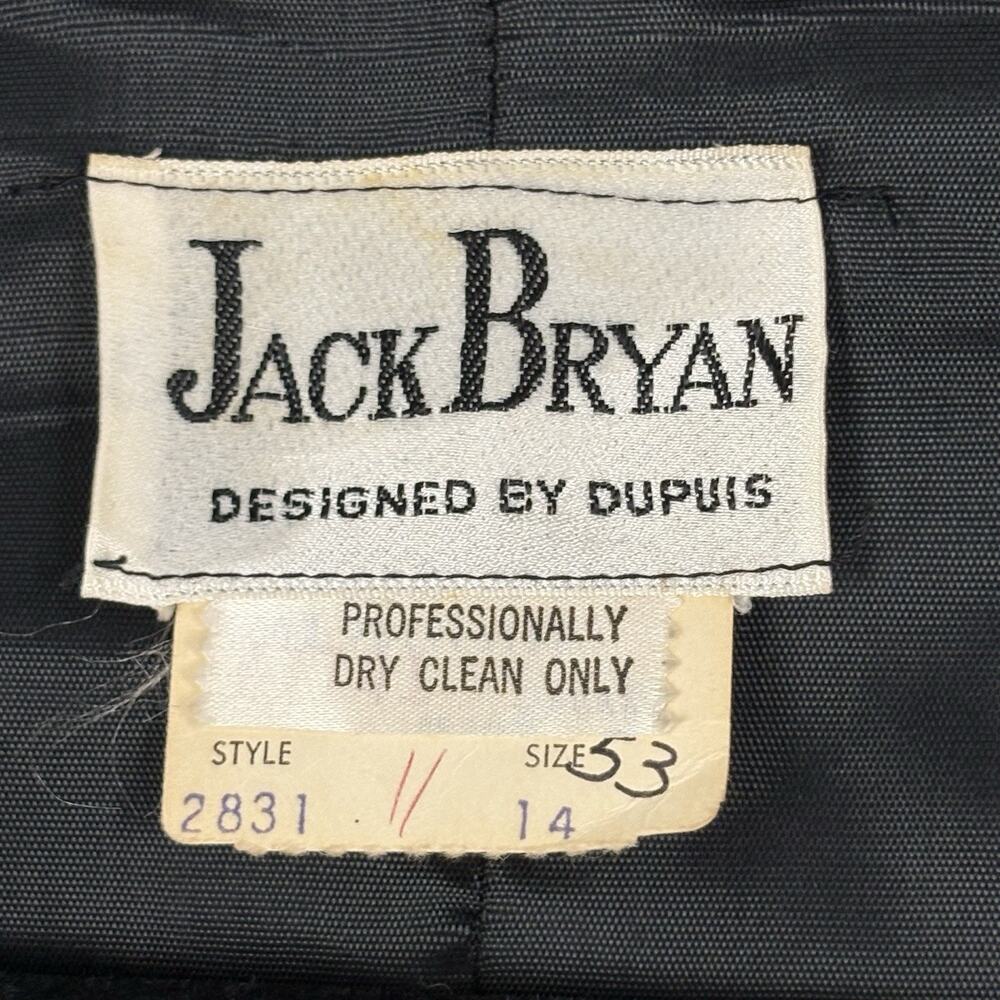 Vintage 60s Jack Bryan Womens Blazer Sequin Lace Satin Luxe Glam Black Size 14 - Picture 4 of 6